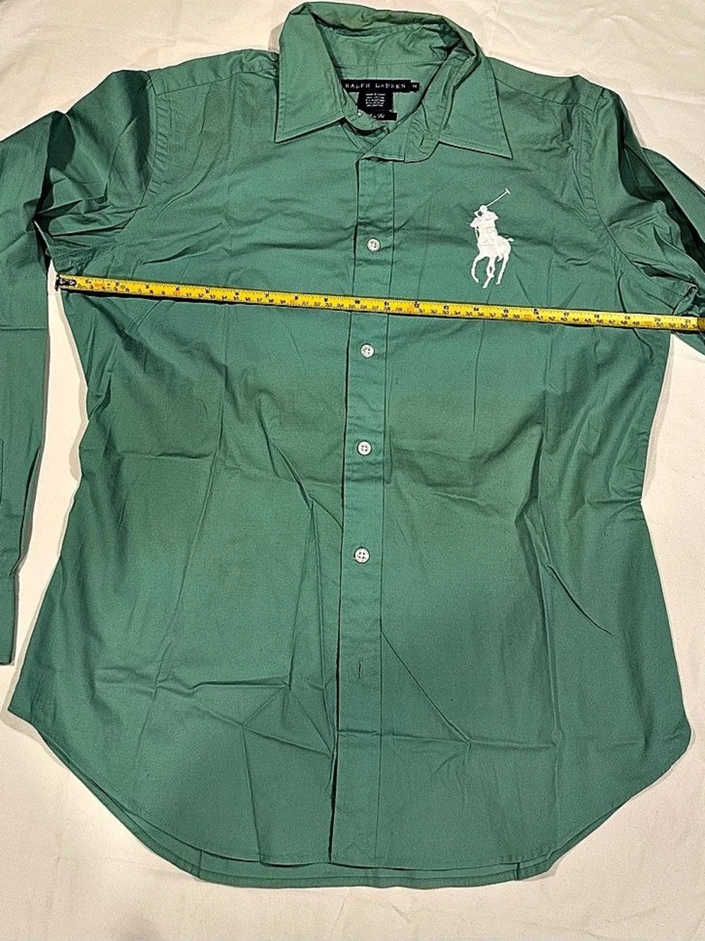 Polo Ralph Lauren slim fit Button Down Shirt in Green Size 14 large Good Conditi